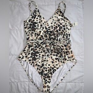 Aerie Leopard Print One Piece Swimsuit